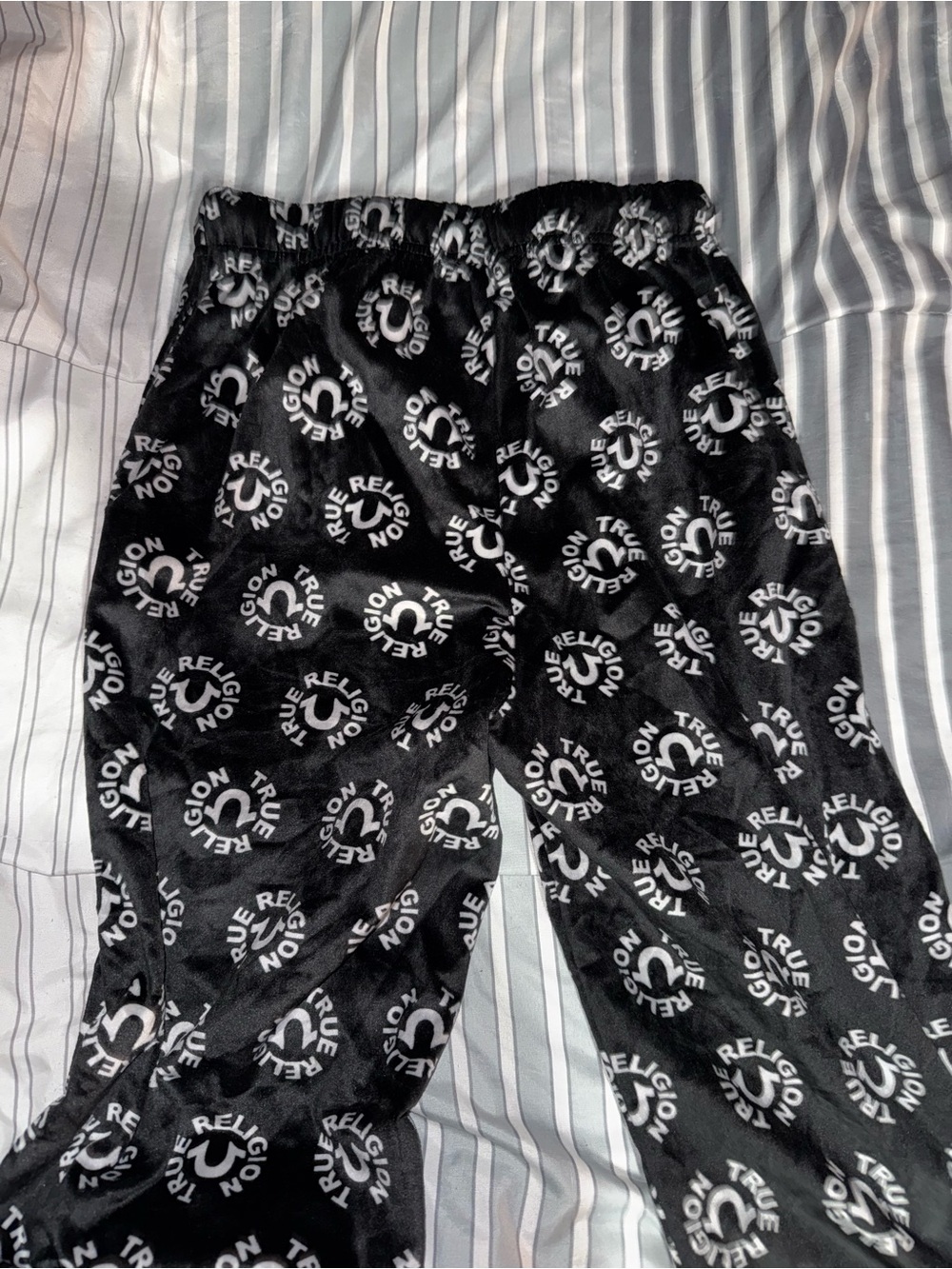 True Religion Black Jogger Pants with White Logo Circles